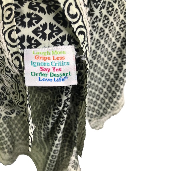 Gretchen Scott Embroidered Tunic Boho Top Black White Floral Caftan Coverup S - Picture 11 of 12